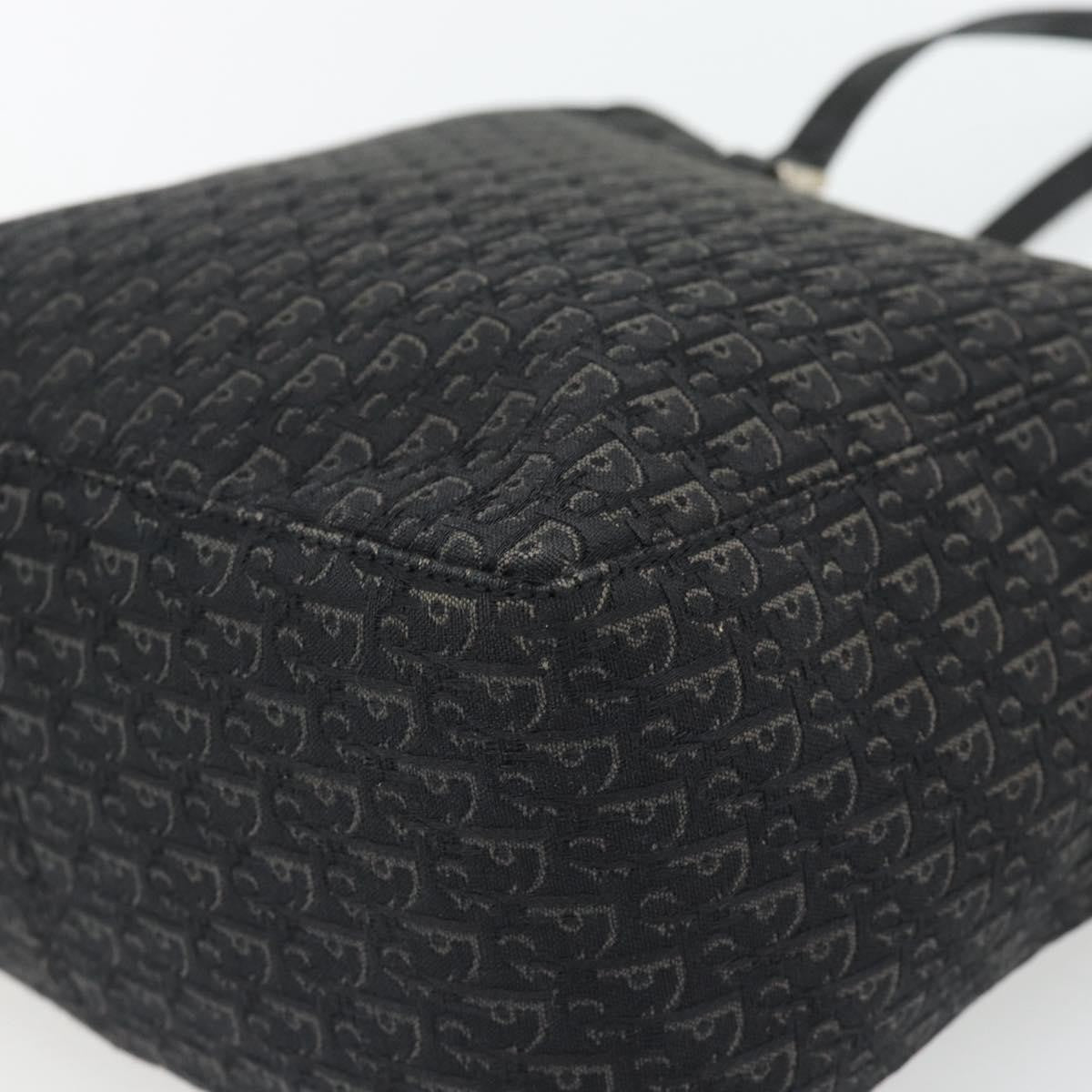 Christian Dior Vintage Open Pocket Diorissimo Canvas Black Canvas Tote Bag Bag (Pre-Owned)