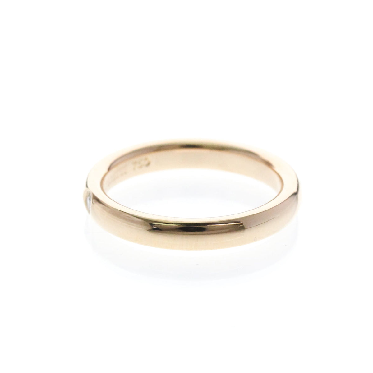 Tiffany & Co. Elsa Peretti 1 Diamond Stacking Band 18K Rose Gold With Diamond Gold Pink_Gold Ring Jewelry (Pre-Owned)
