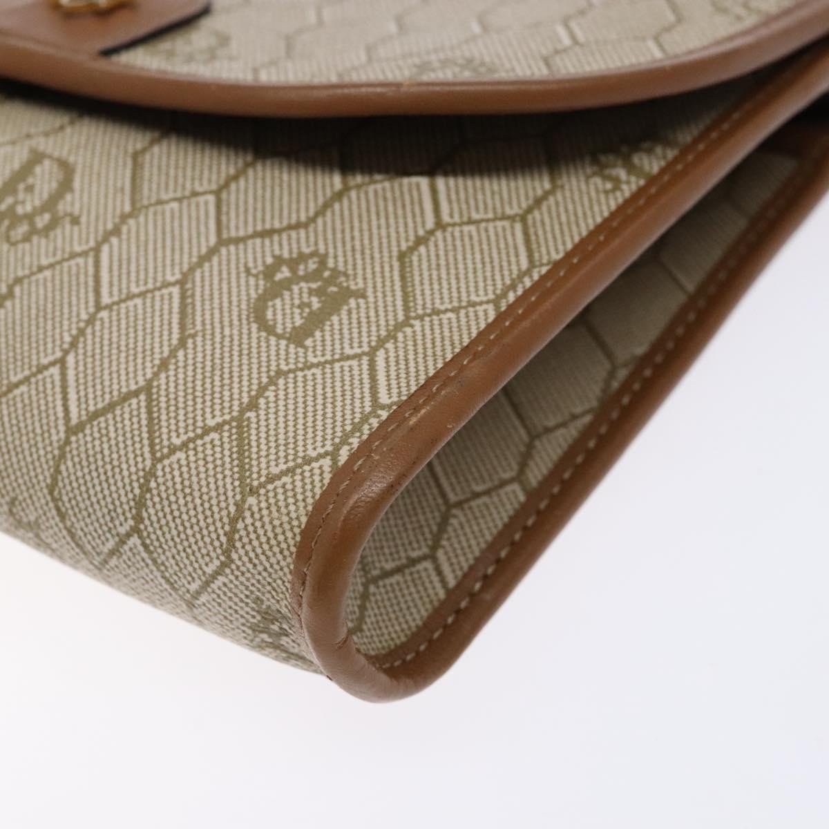 Christian Dior Vintage Honeycomb Flap Coated Canvas Beige Pvc Wallets Accessory (Pre-Owned)