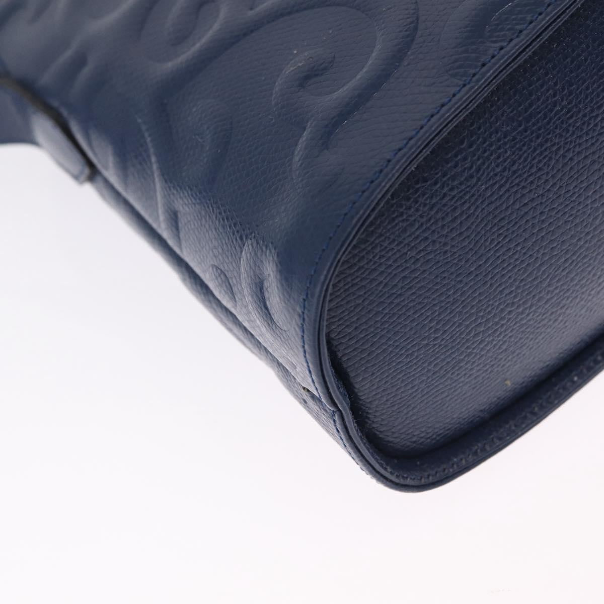 Saint Laurent Overseas Leather Navy Leather Tote Bag Bag (Pre-Owned)