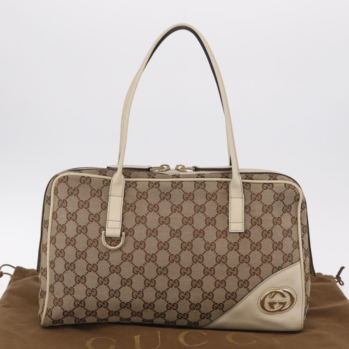 Gucci New Britt Boston Gg Canvas Beige Canvas Handbag (Pre-Owned)