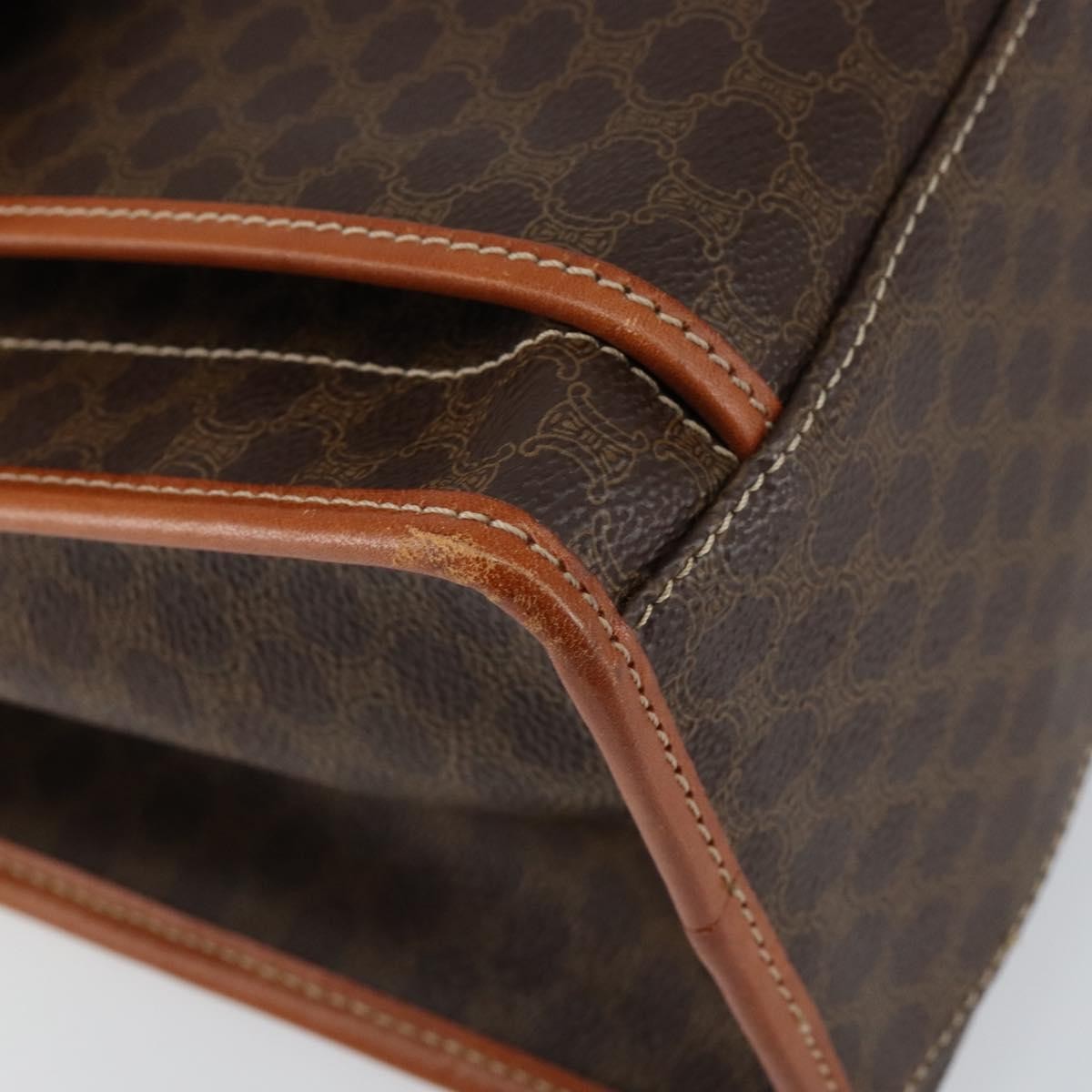 Celine Vintage Macadam Canvas And Leather Brown Canvas Tote Bag Bag (Pre-Owned)