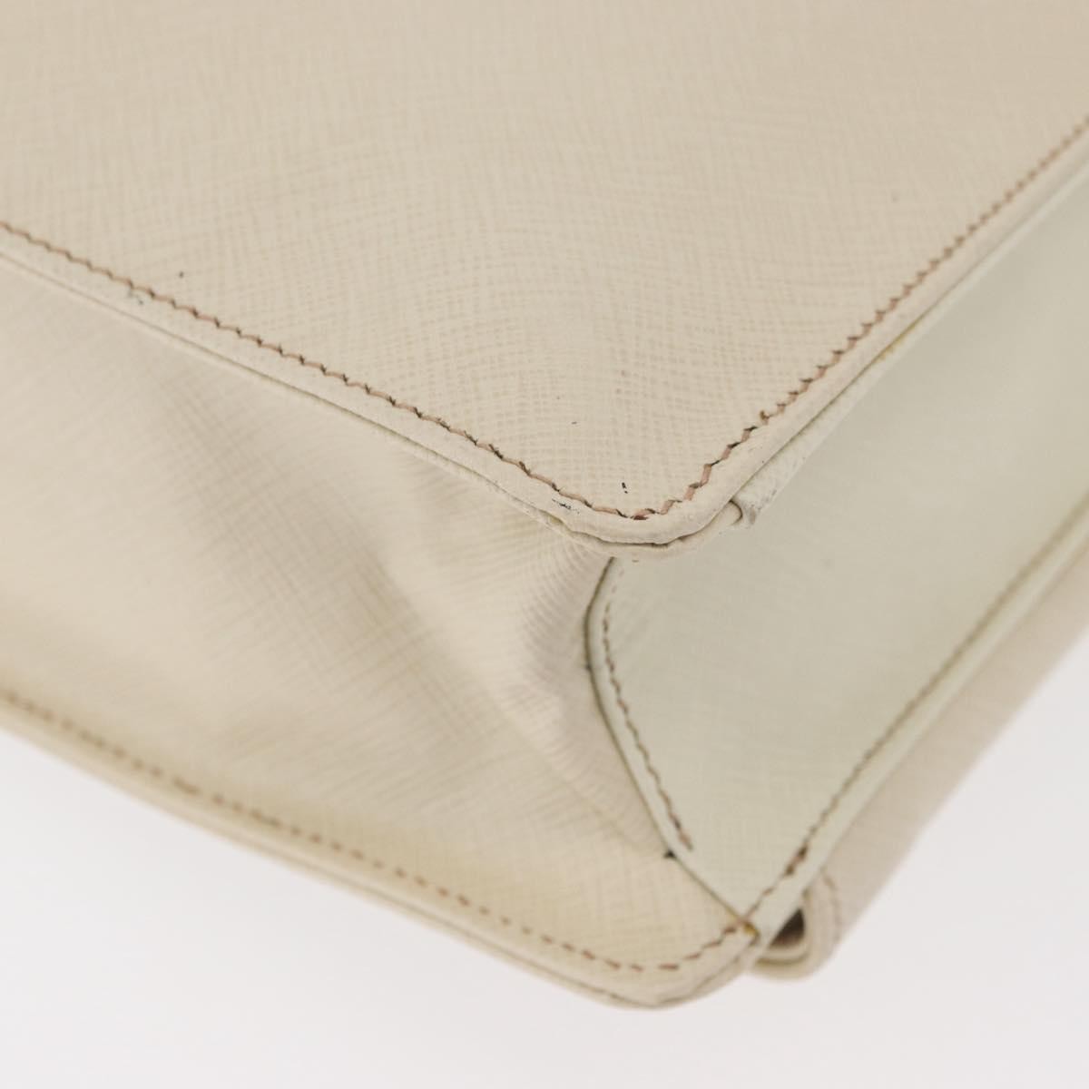 Prada Convertible Travel Saffiano Leather Beige Leather Briefcase Bag (Pre-Owned)