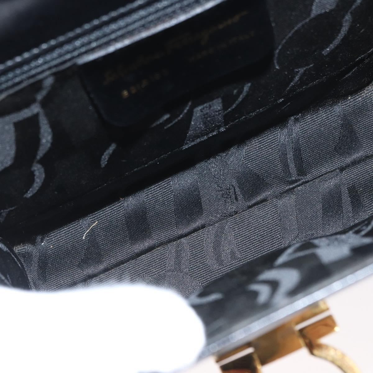 Salvatore Ferragamo Gancini Flap Leather Black Leather Shoulder Bag Bag (Pre-Owned)