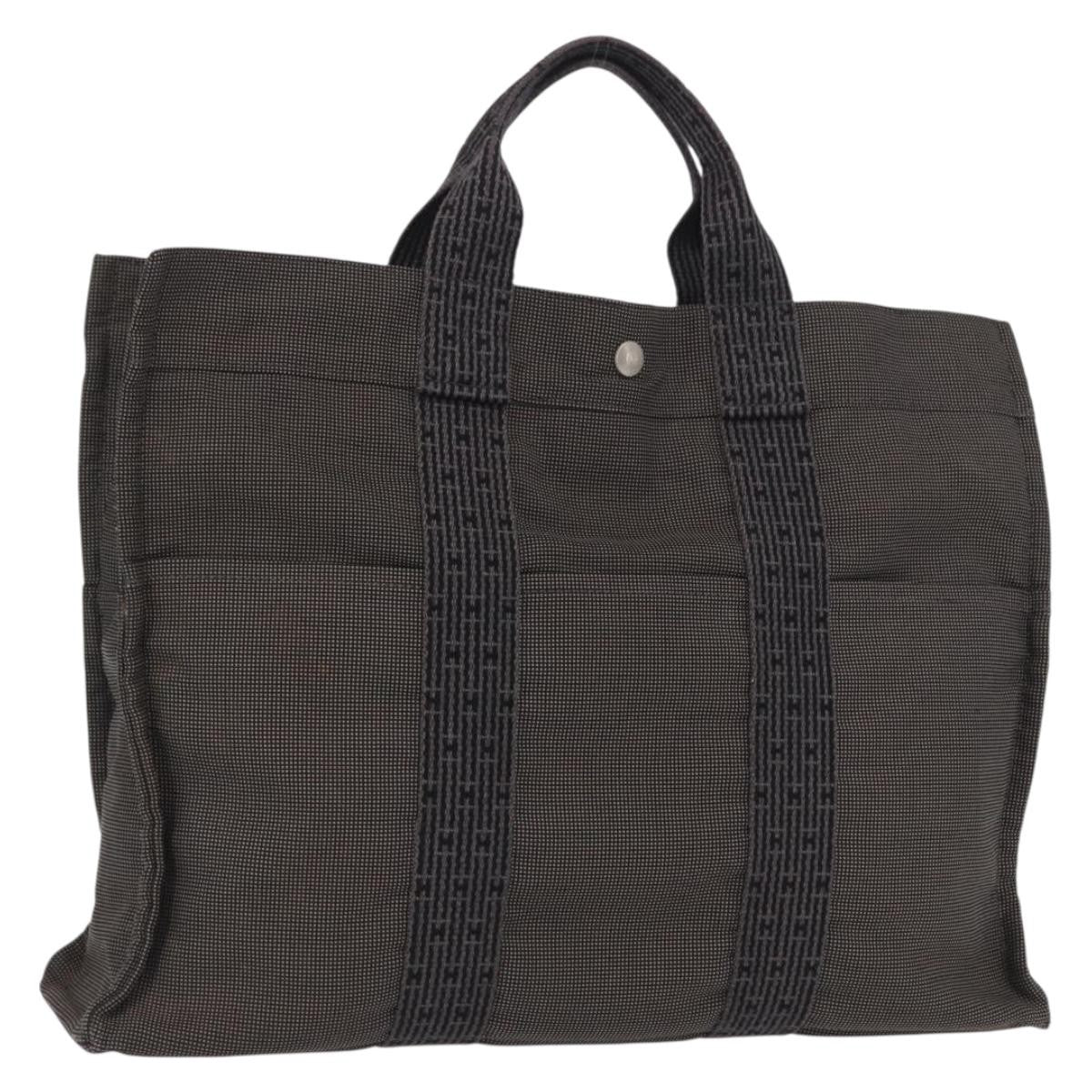 Hermes Fourre-Tout Herline Canvas Gray Canvas Tote Bag Bag (Pre-Owned)