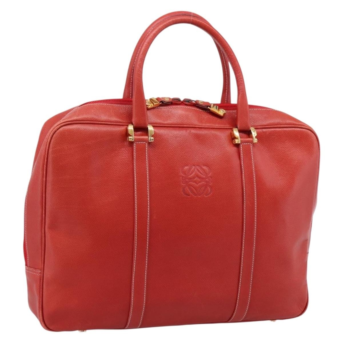 Loewe Anagram Business Leather Red Leather Briefcase Bag (Pre-Owned)