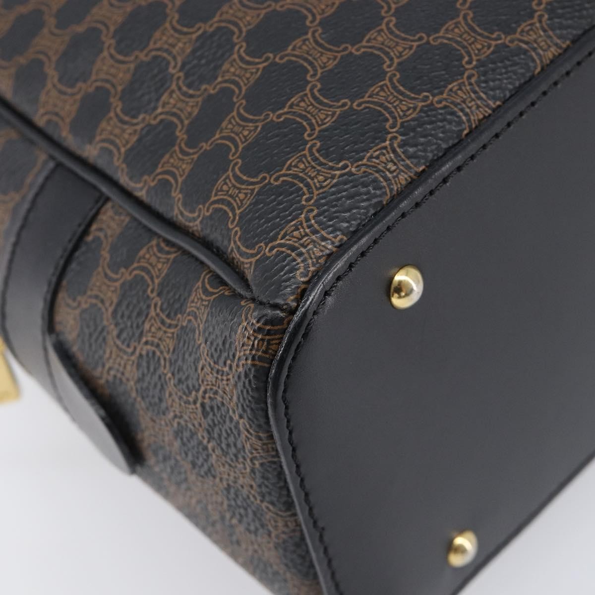 Celine Top Handle Leather Black Pvc Handbag (Pre-Owned)