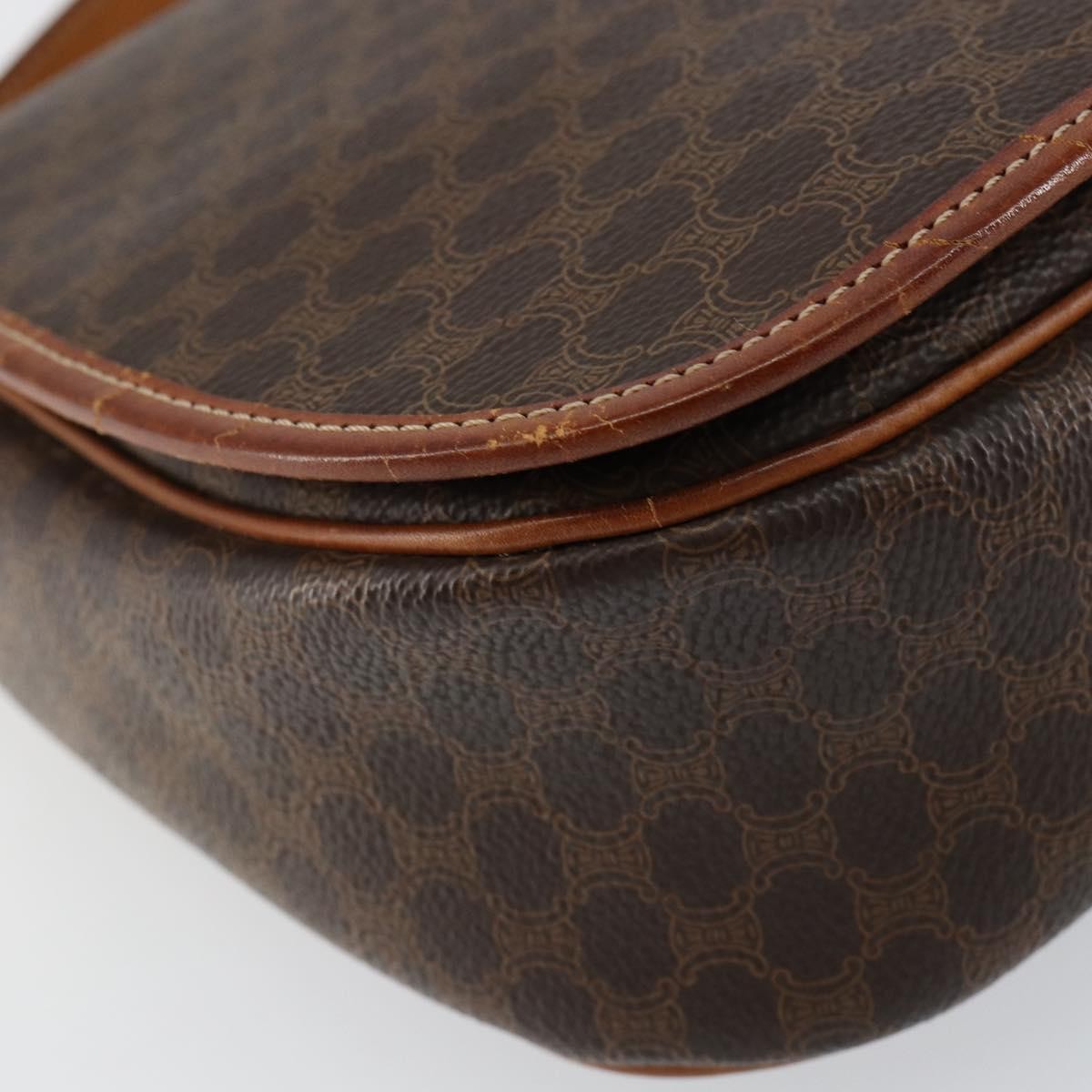 Celine Macadam Shoulder Pvc Leather Brown Canvas Shoulder Bag Bag (Pre-Owned)