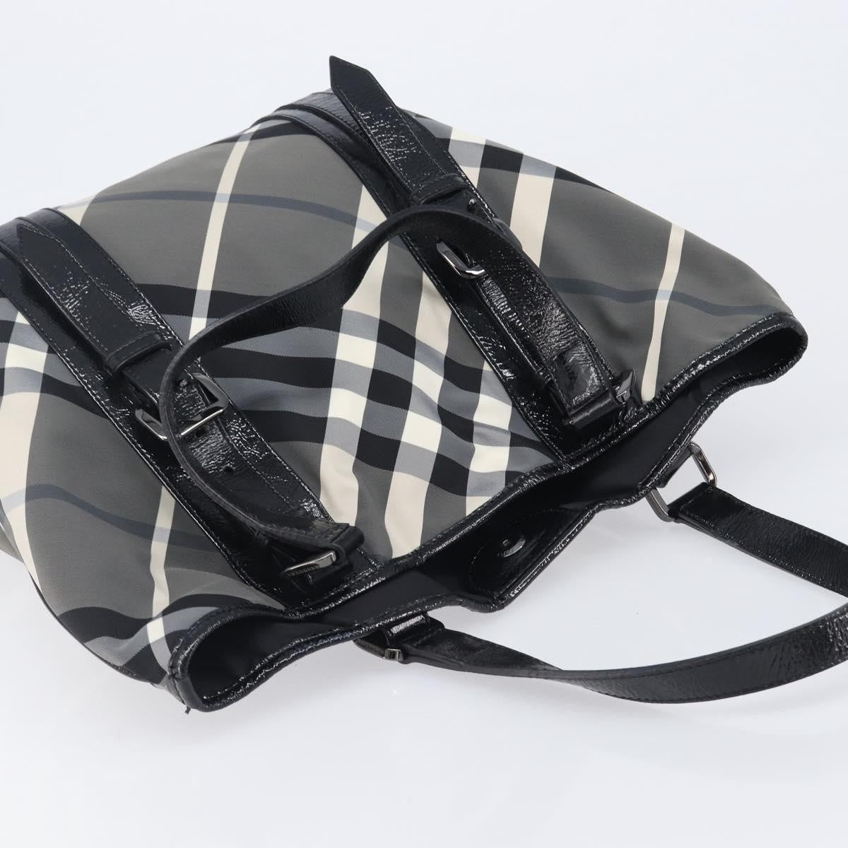 Burberry Nova Check Tote Canvas Check Pattern Black Nylon Handbag (Pre-Owned)