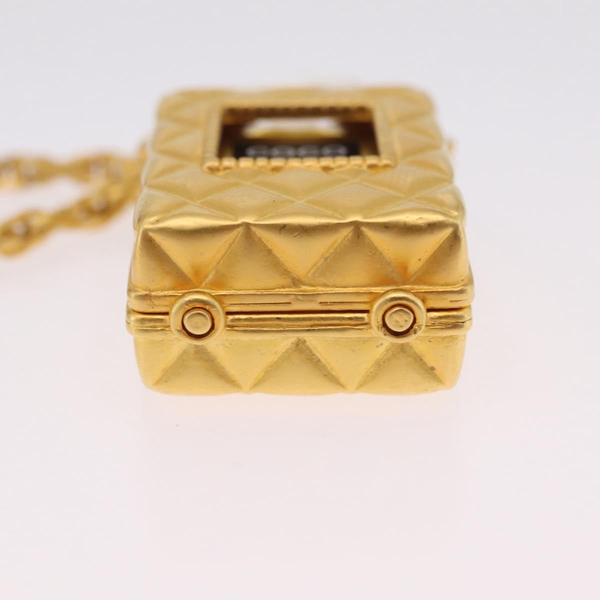 Chanel Cc Perfume Bottle Pendant Chain Long Metal With Crystals And Faux Pearls Gold Metal Necklace Jewelry (Pre-Owned)