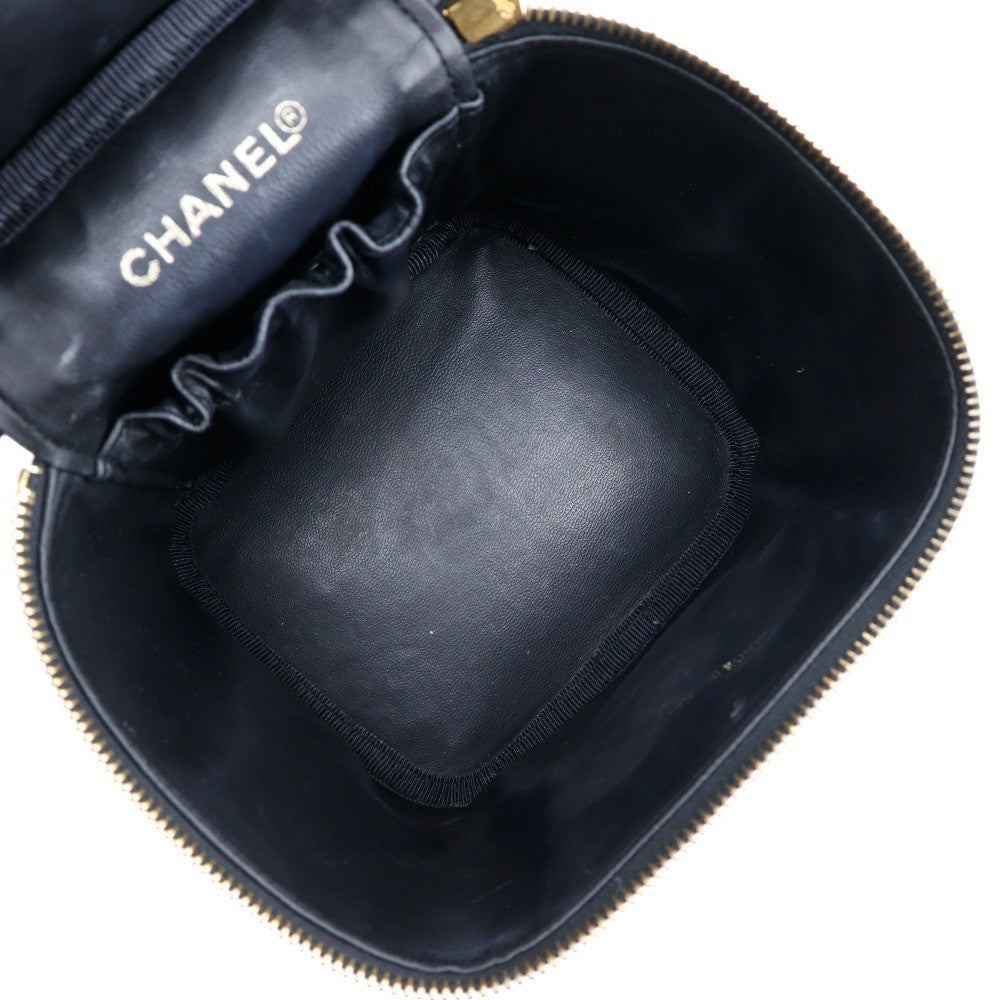 Chanel Vintage Timeless Cosmetic Case Caviar Black Leather Handbag (Pre-Owned)