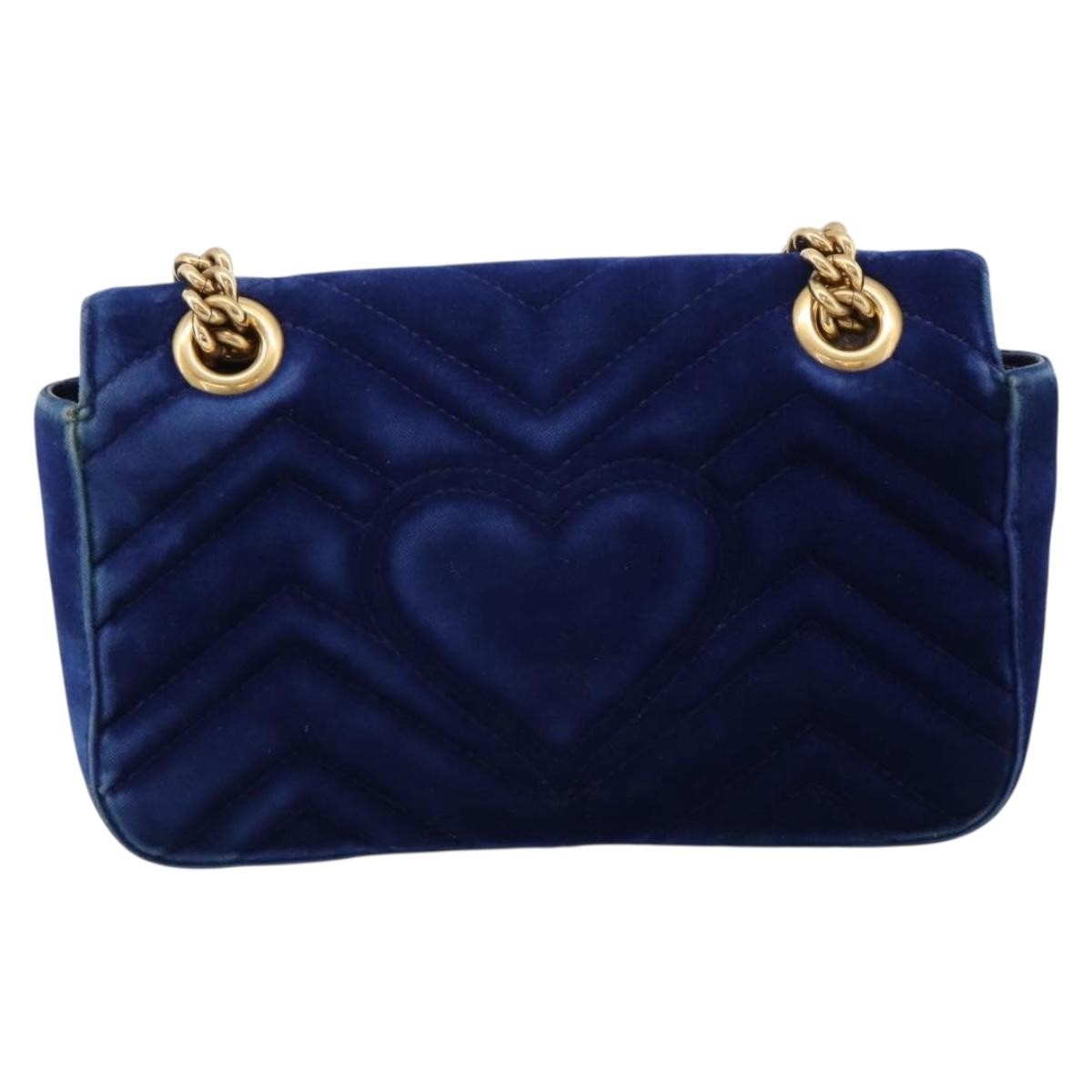 Gucci Gg Marmont Matelassé Velvet Blue Velvet Shoulder Bag Bag (Pre-Owned)