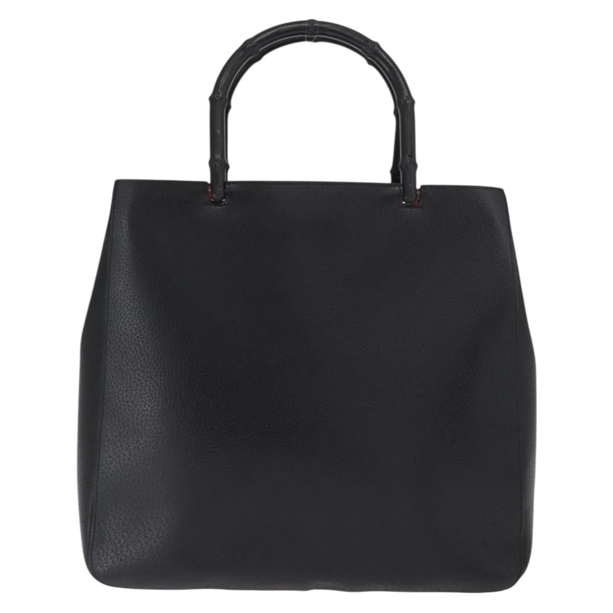 Gucci Vintage Bamboo Handle Tote Leather Black Leather Tote Bag Bag (Pre-Owned)