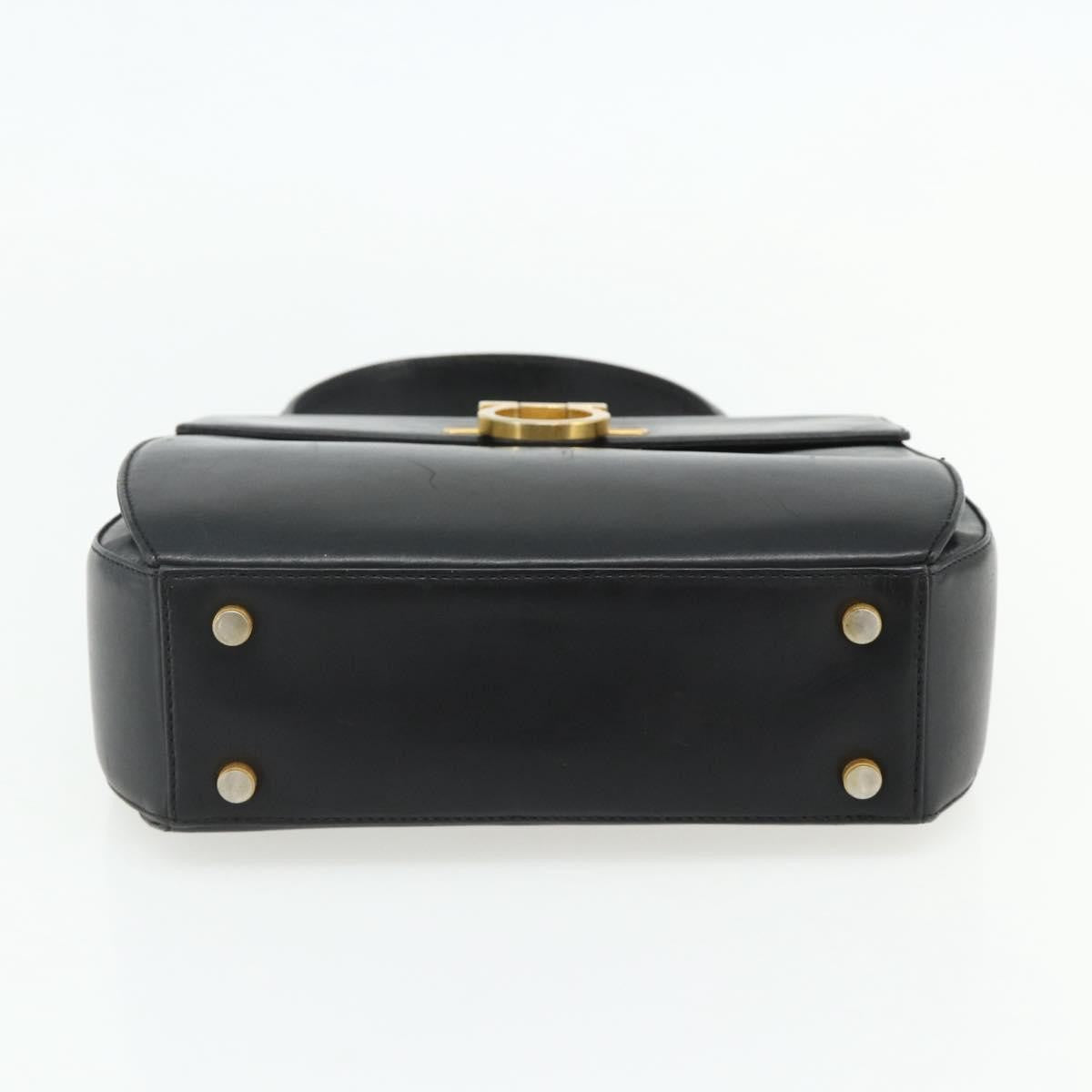 Salvatore Ferragamo Gancini Leather Black Leather Handbag (Pre-Owned)