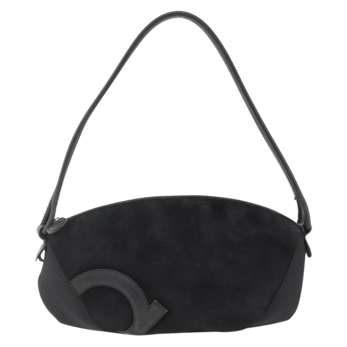 Salvatore Ferragamo Gancini Suede Black Suede Shoulder Bag Bag (Pre-Owned)