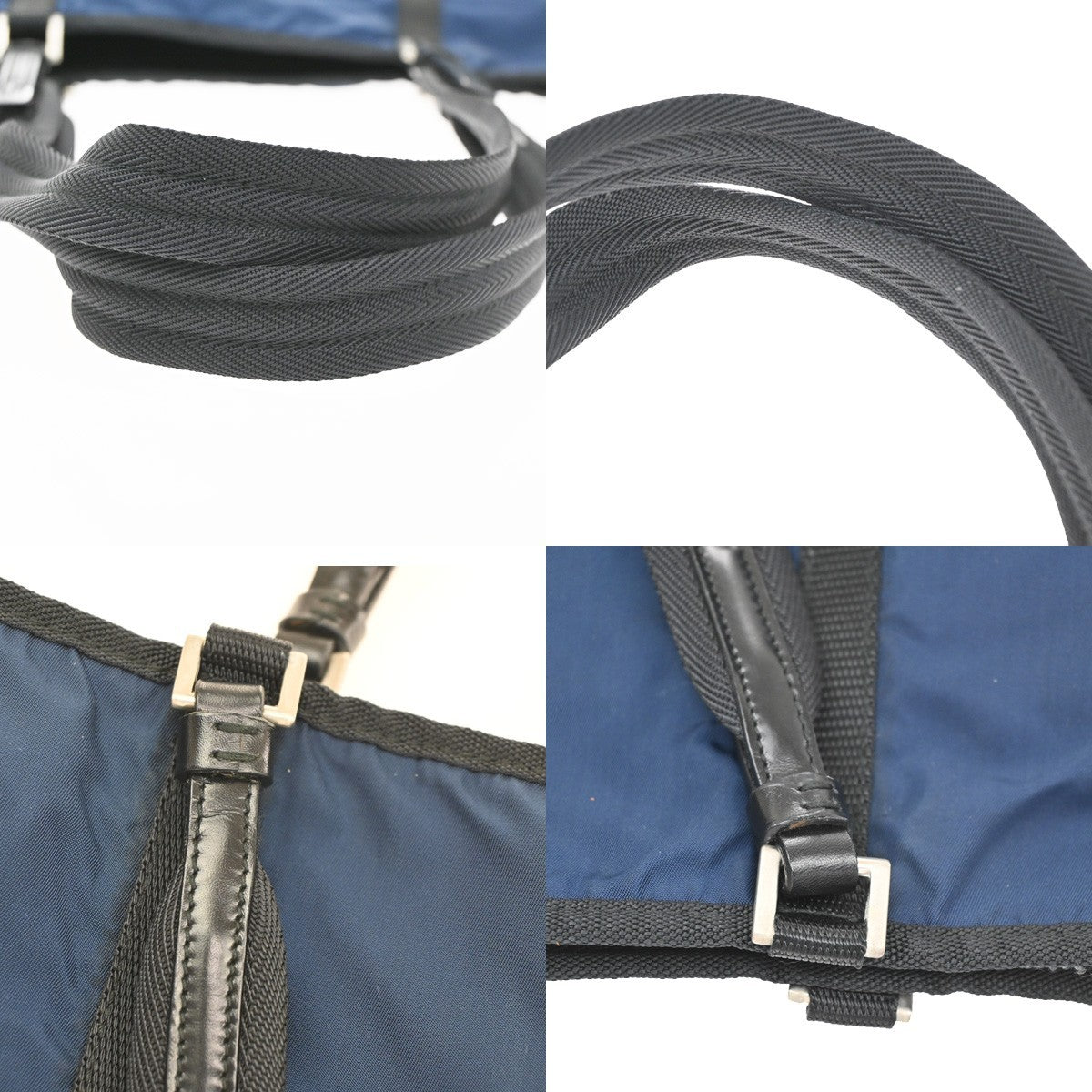 Prada Shoulder Canvas And Leather Blue Nylon Shoulder Bag Bag (Pre-Owned)