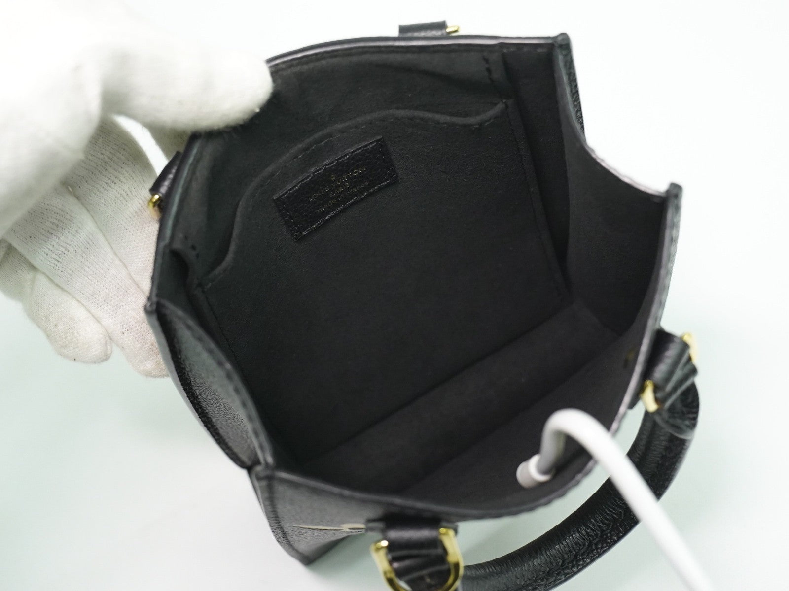 Louis Vuitton Petit Sac Plat Bicolor Monogram Empreinte Giant Black Leather Handbag (Pre-Owned)