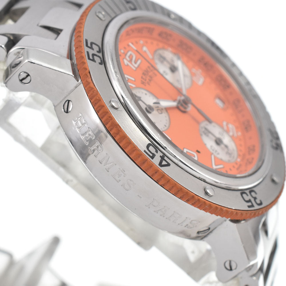 Hermes Clipper Diver Chronograph Quartz Stainless Steel And Rubber Watch (Pre-Owned)