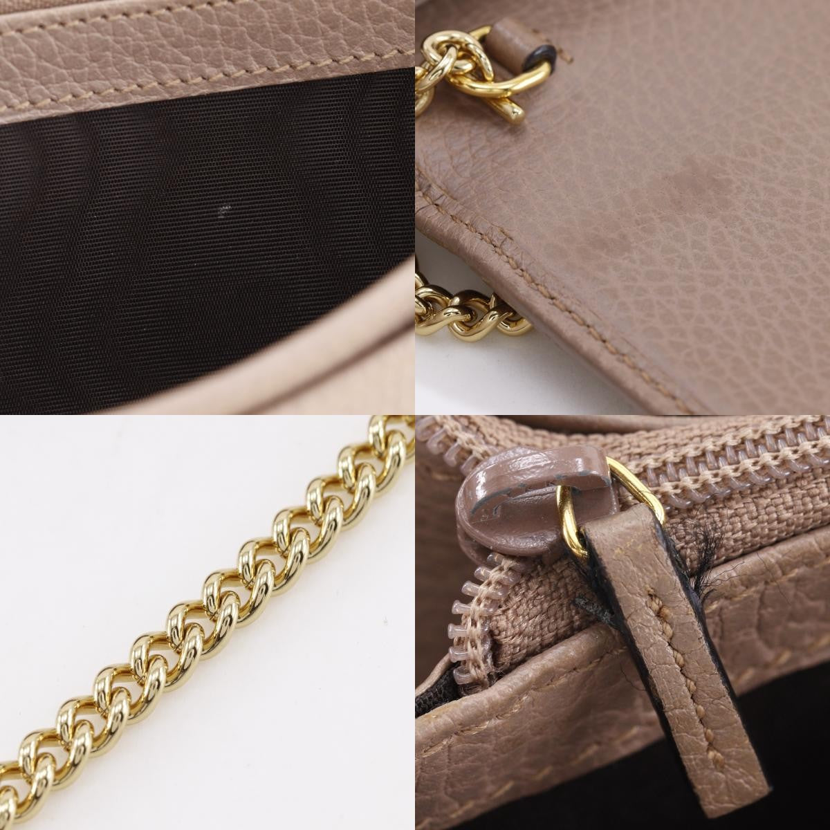 Gucci Gg Marmont Continental Chain Leather Beige Leather Crossbody Bag Bag (Pre-Owned)