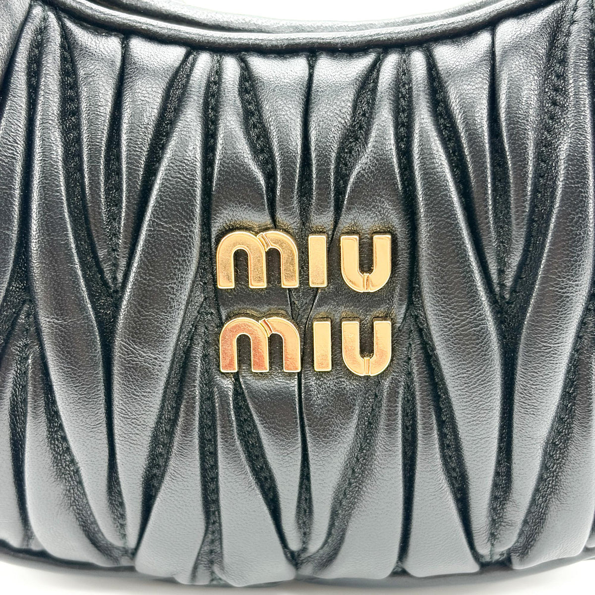 Miu Miu Wander Hobo Matelasse Leather Black Leather Shoulder Bag Bag (Pre-Owned)