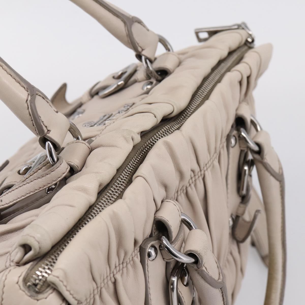 Prada Gaufre Convertible Nappa Leather Gray Leather Tote Bag Bag (Pre-Owned)