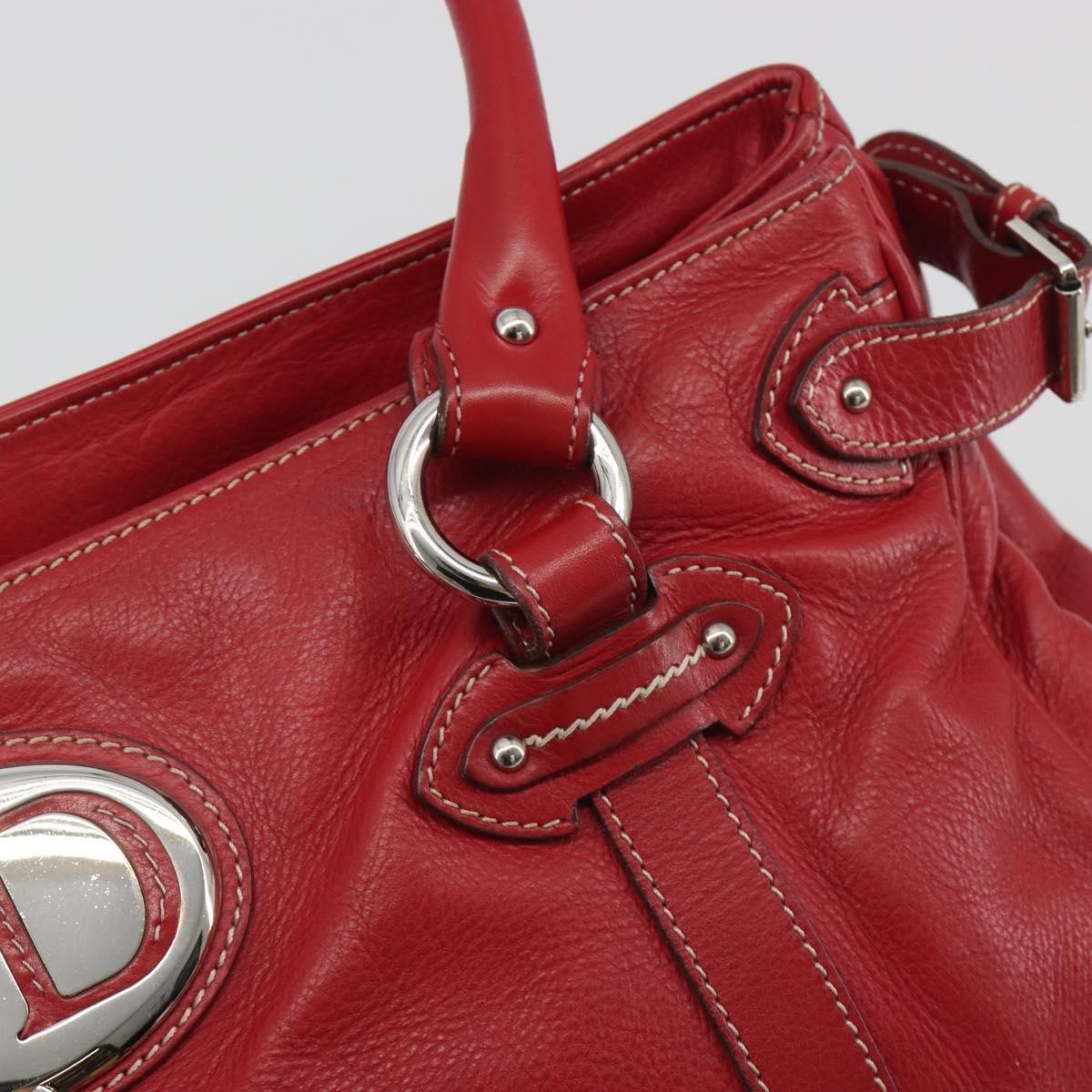 Christian Dior Cd Shoulder Bag Leather Red Leather Shoulder Bag Bag (Pre-Owned)