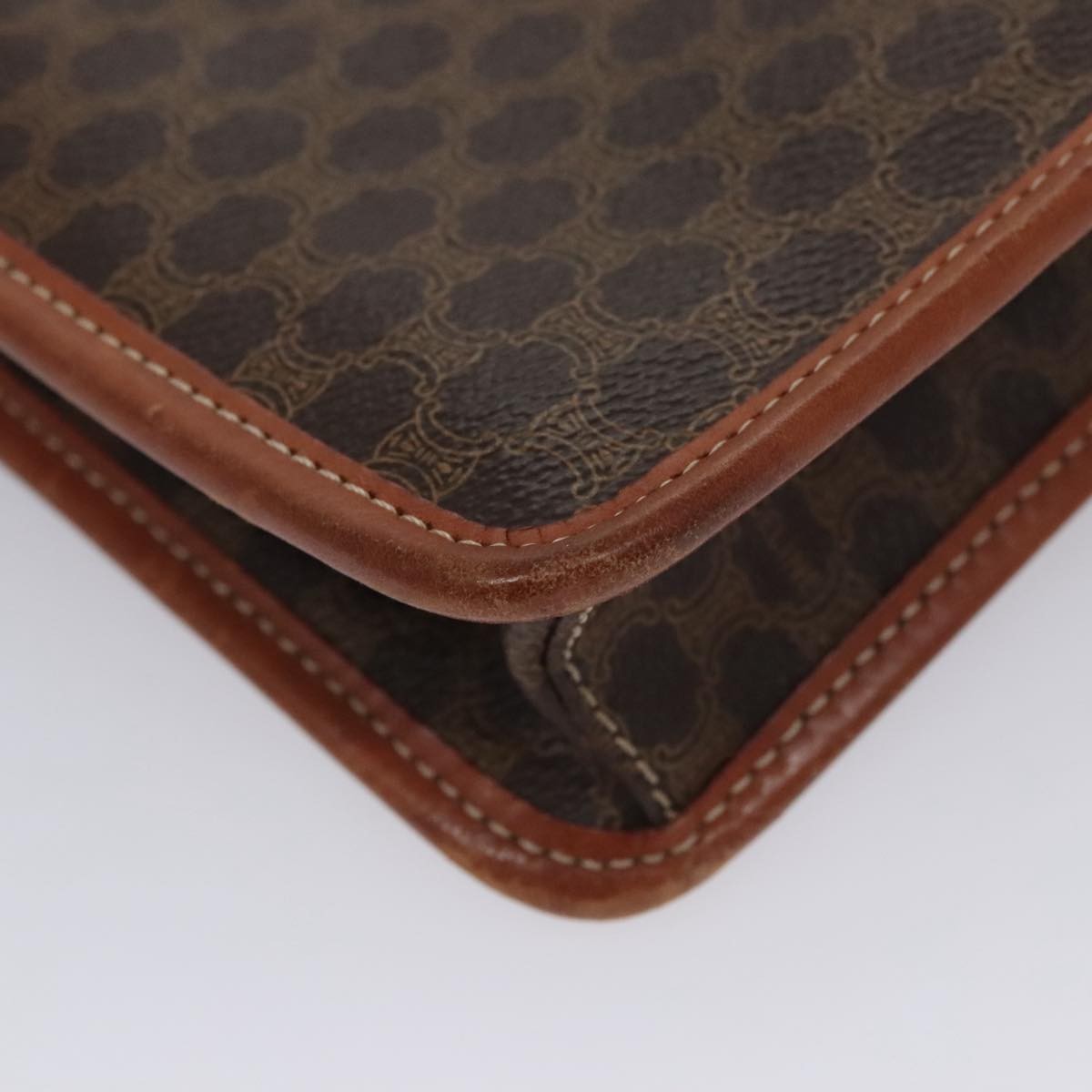 Celine Vintage Macadam Circle Logo Canvas And Leather Brown Canvas Shoulder Bag Bag (Pre-Owned)