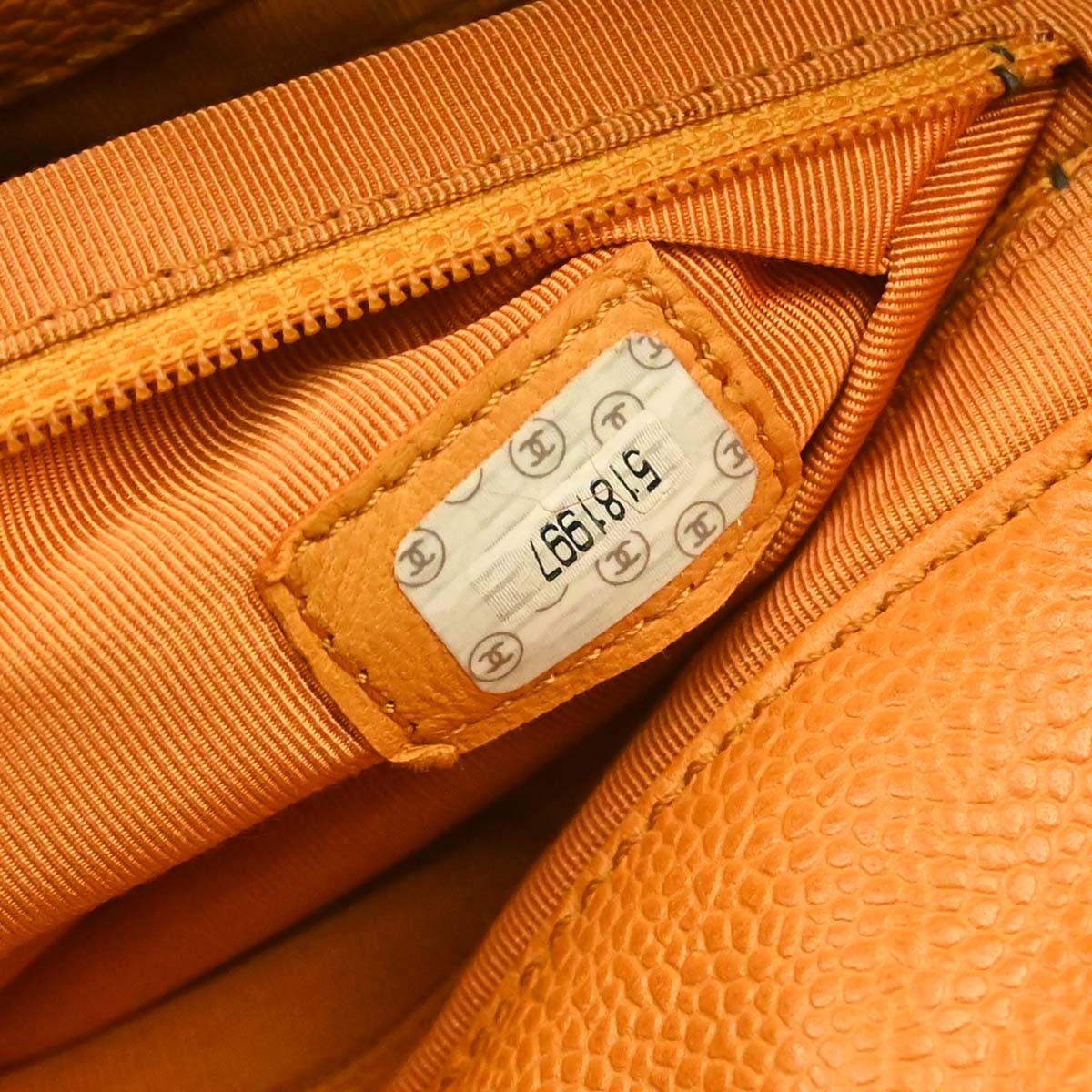 Chanel Vintage Front Pocket Leather Orange Leather Shoulder Bag Bag (Pre-Owned)