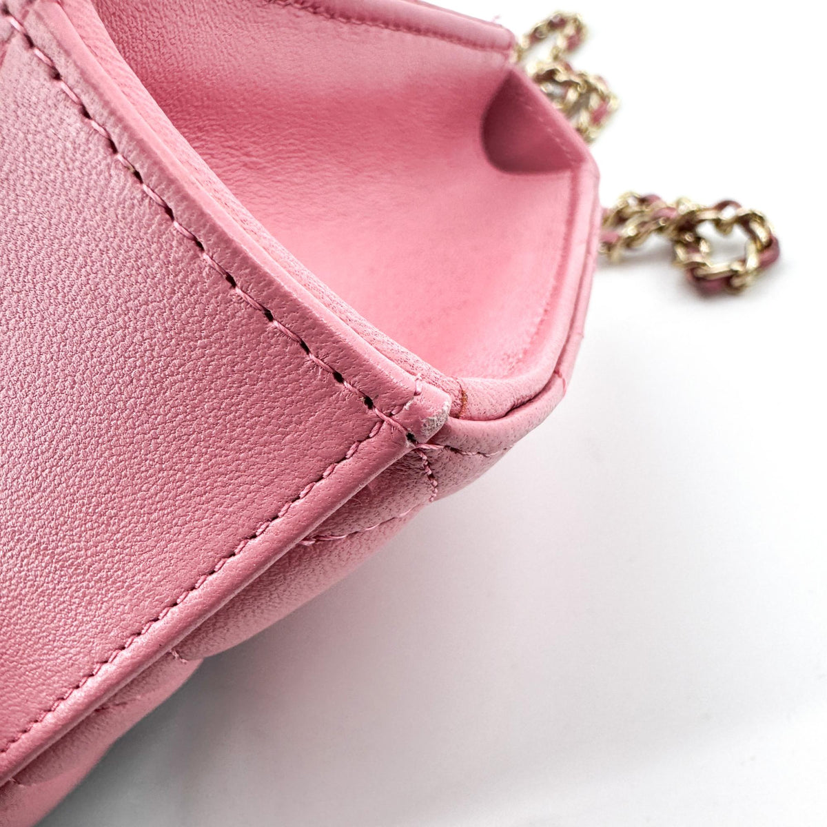 Chanel Square Classic Flap Top Handle Clutch With Chain Quilted Lambskin Pink Leather Clutche & Pouche Bag (Pre-Owned)