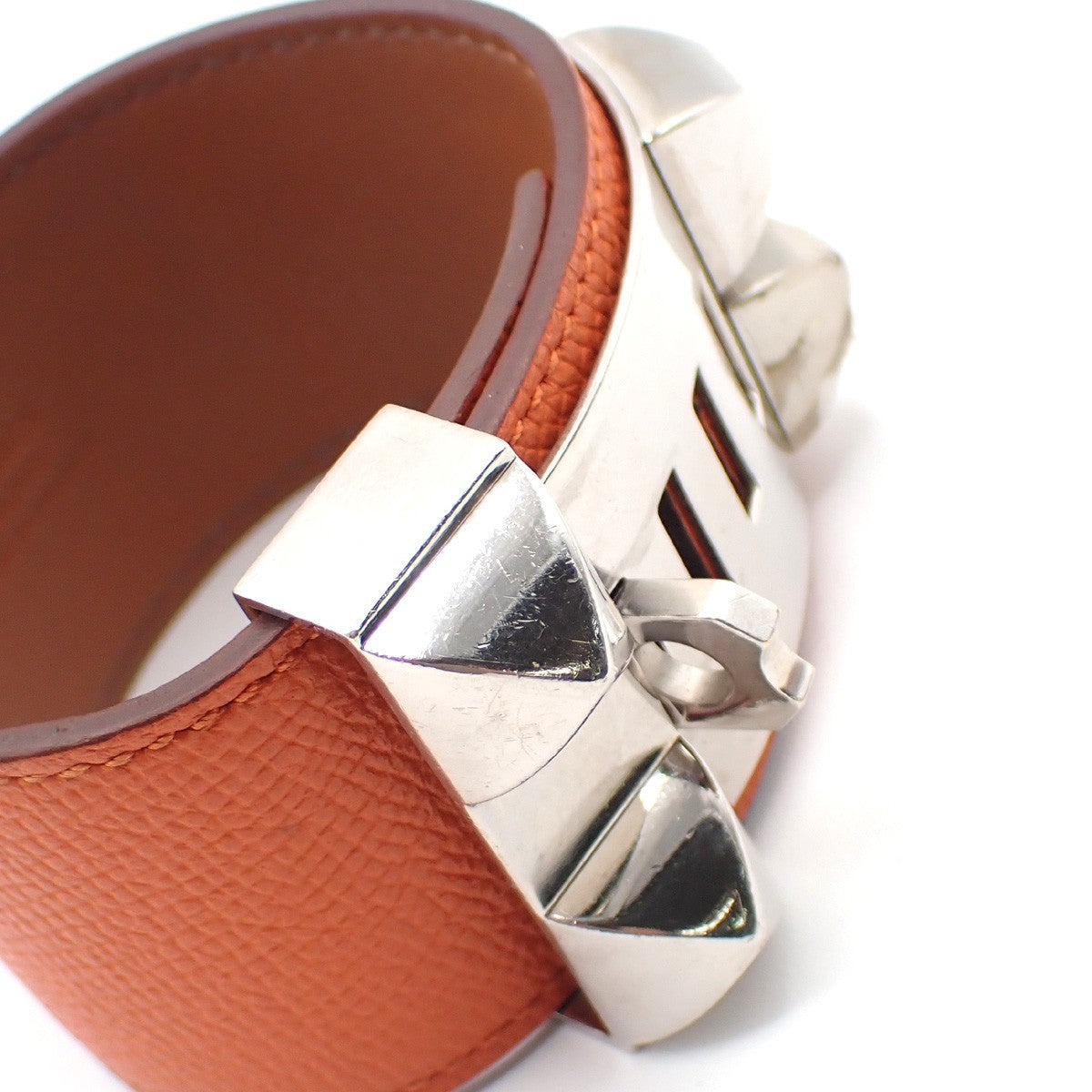 Hermes Collier De Chien Leather Orange Leather Bracelet Jewelry (Pre-Owned)