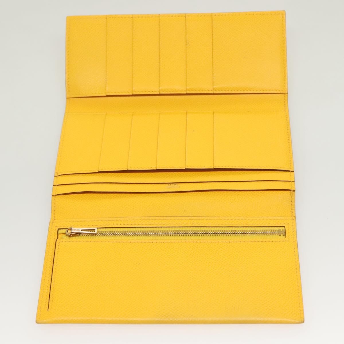 Hermes Bearn Epsom Yellow Leather Wallets Accessory (Pre-Owned)