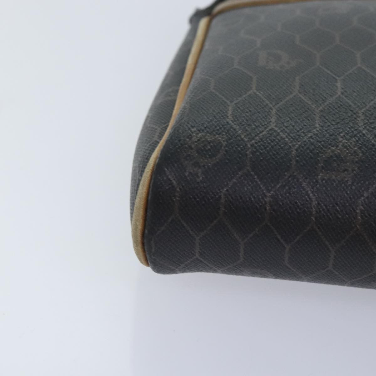 Christian Dior Vintage Honeycomb Zip Canvas And Leather Black Canvas Clutche & Pouche Bag (Pre-Owned)