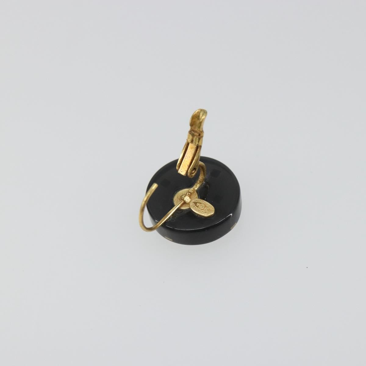 Chanel Cc Round Stud Metal And Resin Black Plastic Earrings Jewelry (Pre-Owned)