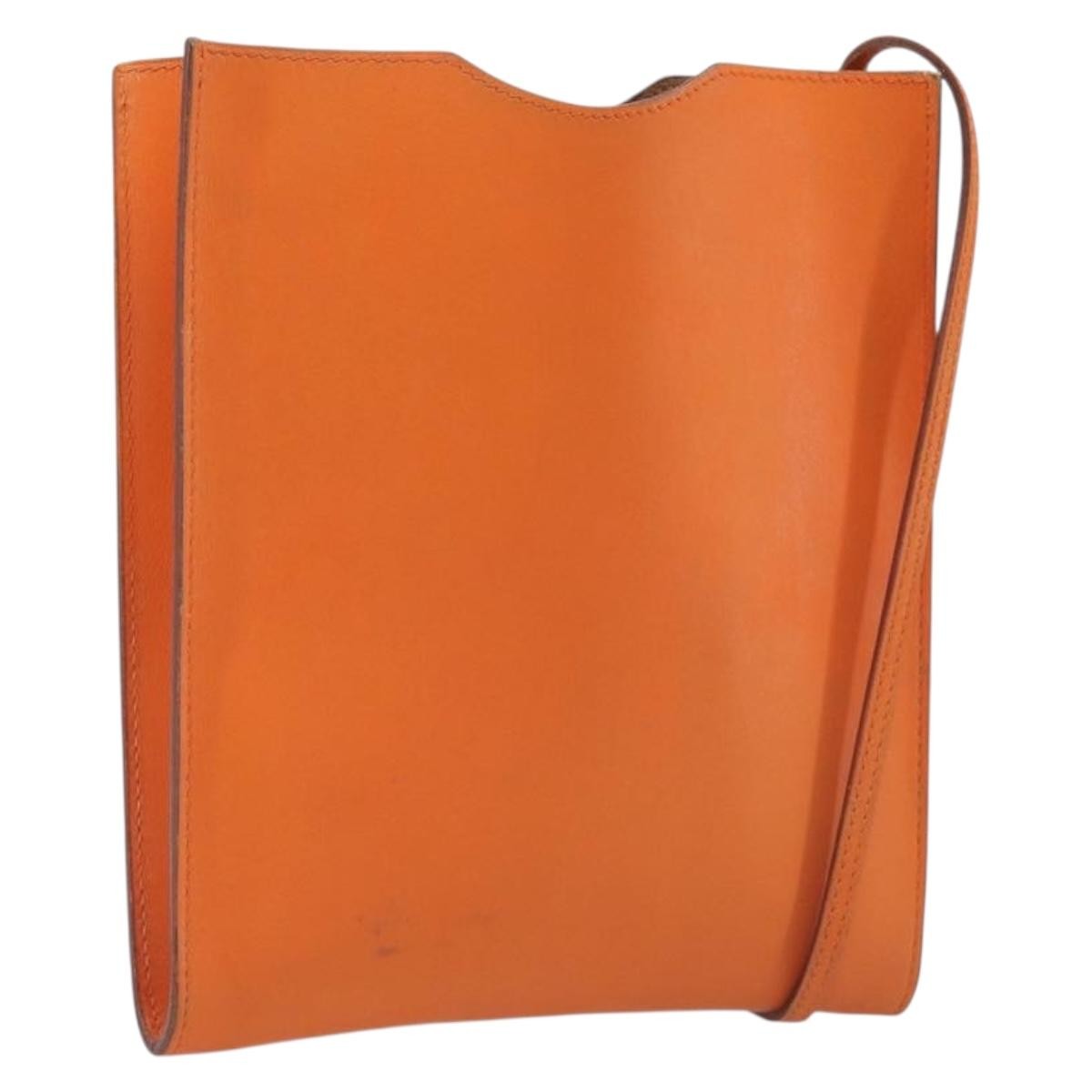 Hermes Onimaitou Pochette Box Calf Orange Leather Clutche & Pouche Bag (Pre-Owned)