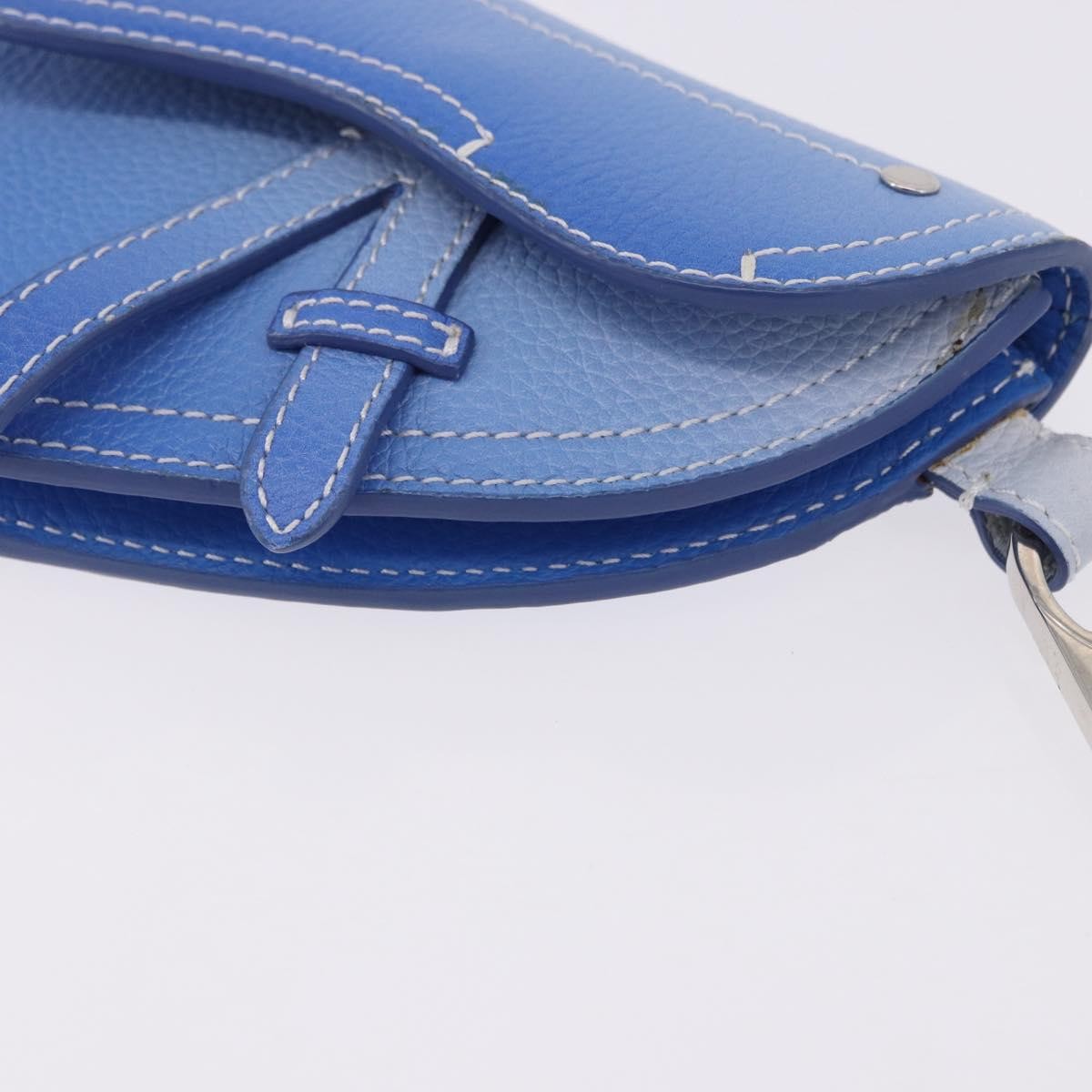 Christian Dior Saddle Wristlet Clutch Leather Blue Leather Clutche & Pouche Bag (Pre-Owned)