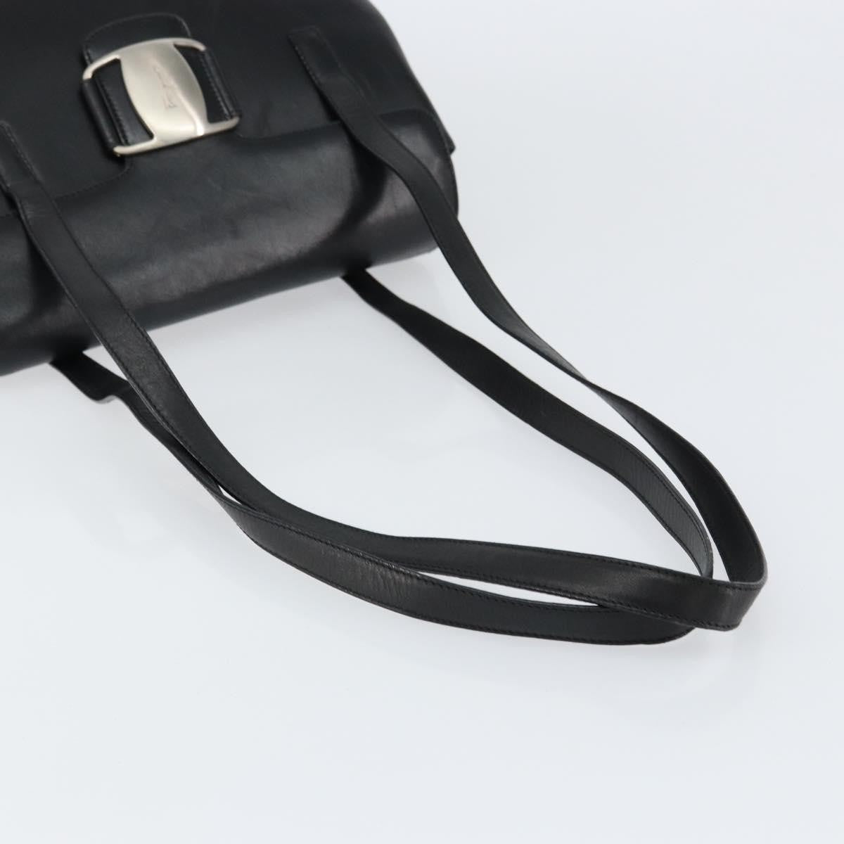 Salvatore Ferragamo Vala Leather Black Leather Tote Bag Bag (Pre-Owned)