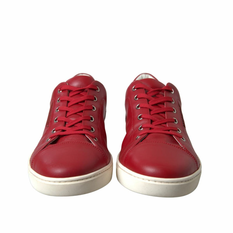 Dolce & Gabbana Elegant Red Leather Low Top Men's Sneakers