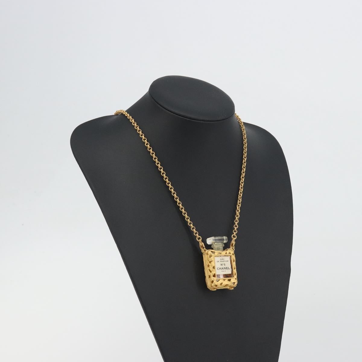 Chanel Cc No.5 Perfume Bottle Pendant Metal Gold Metal Necklace Jewelry (Pre-Owned)