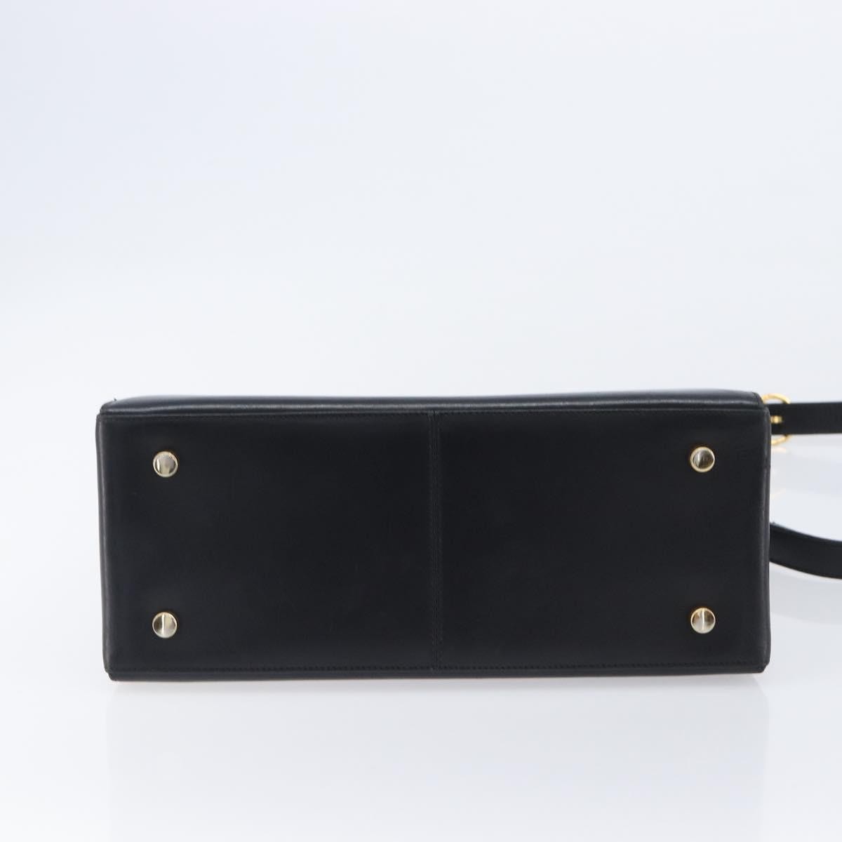 Salvatore Ferragamo Convertible Top Handle Leather Black Leather Handbag (Pre-Owned)