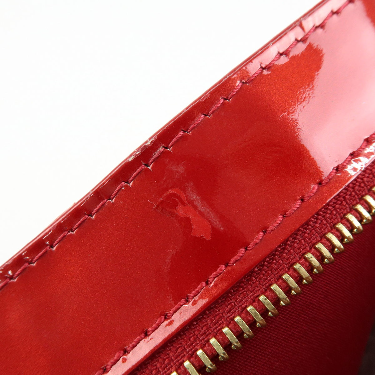 Louis Vuitton Brentwood Monogram Vernis Red Patent_Leather Handbag (Pre-Owned)