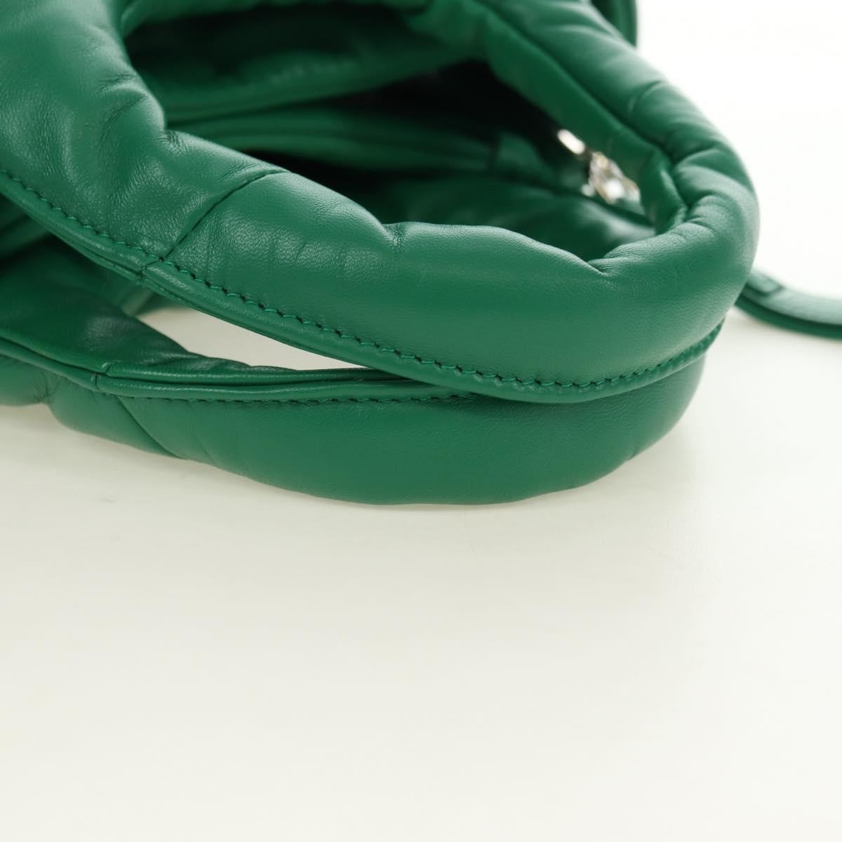 Prada Padded Soft Tote Leather Green Leather Handbag (Pre-Owned)