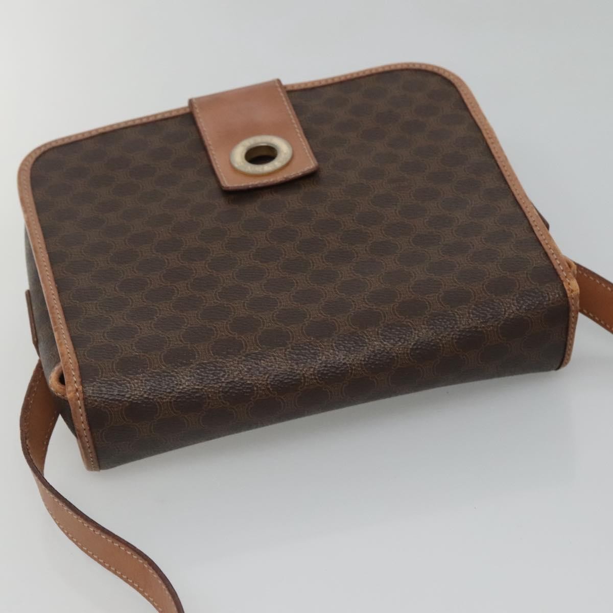 Celine Vintage Macadam Canvas And Leather Brown Canvas Shoulder Bag Bag (Pre-Owned)