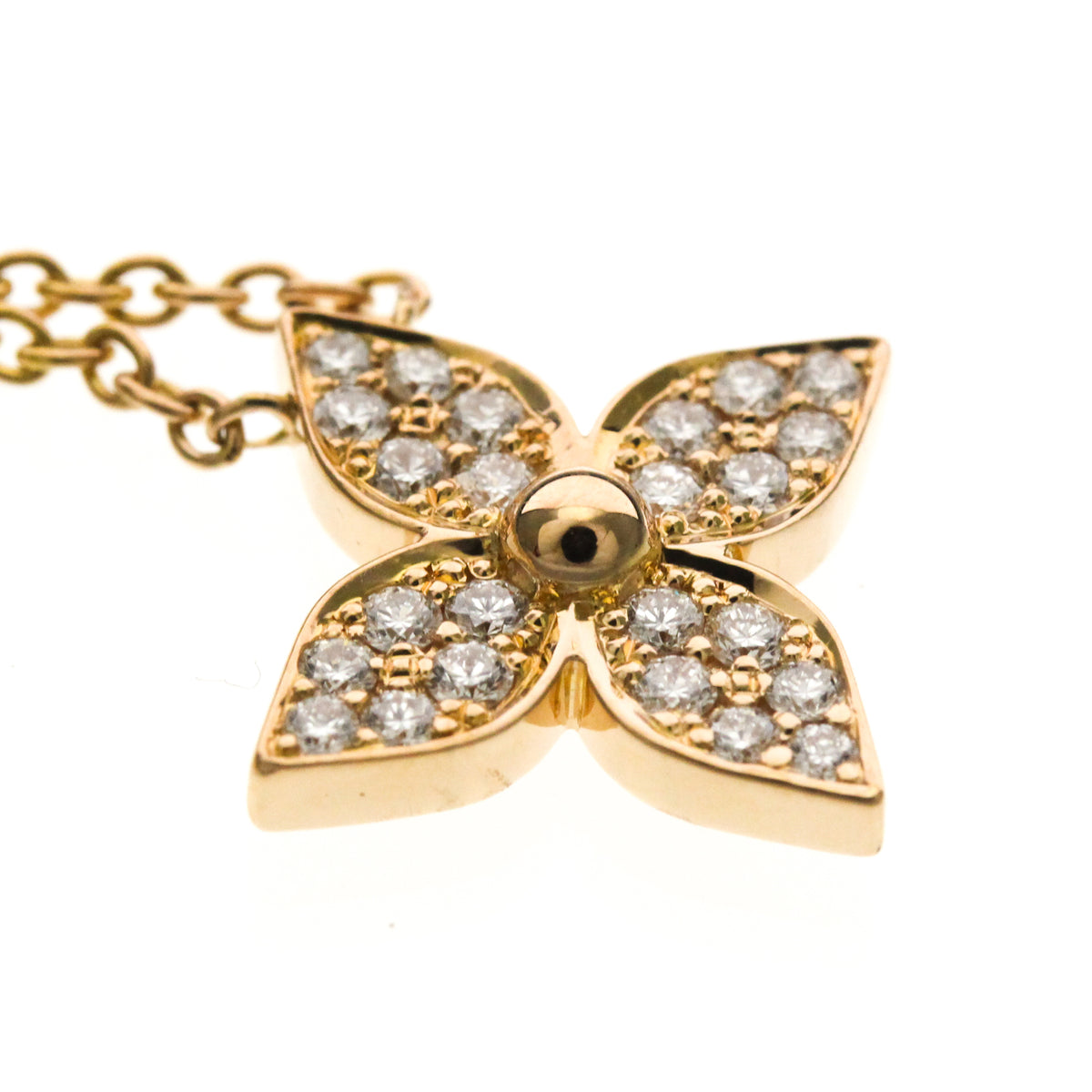 Louis Vuitton Star Blossom Pendant 18K Rose Gold And Diamonds Gold Pink_Gold Necklace Jewelry (Pre-Owned)