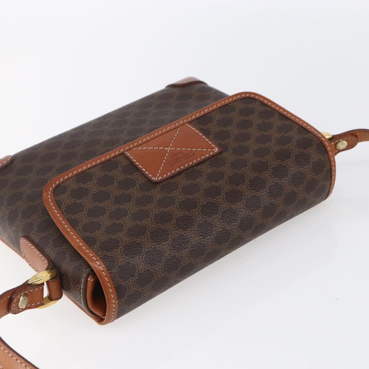 Celine Vintage Macadam Canvas And Leather Brown Canvas Shoulder Bag Bag (Pre-Owned)