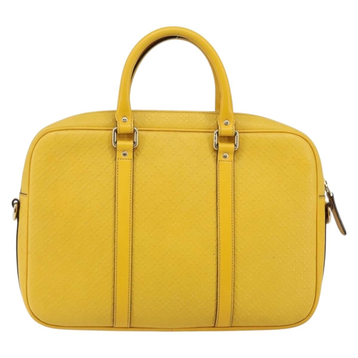 Gucci Diamante Bright Leather Yellow Leather Bag (Pre-Owned)