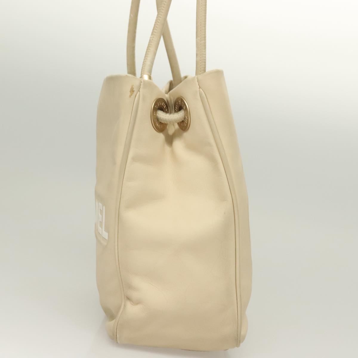 Chanel Camellia Tote Leather Beige Leather Tote Bag Bag (Pre-Owned)