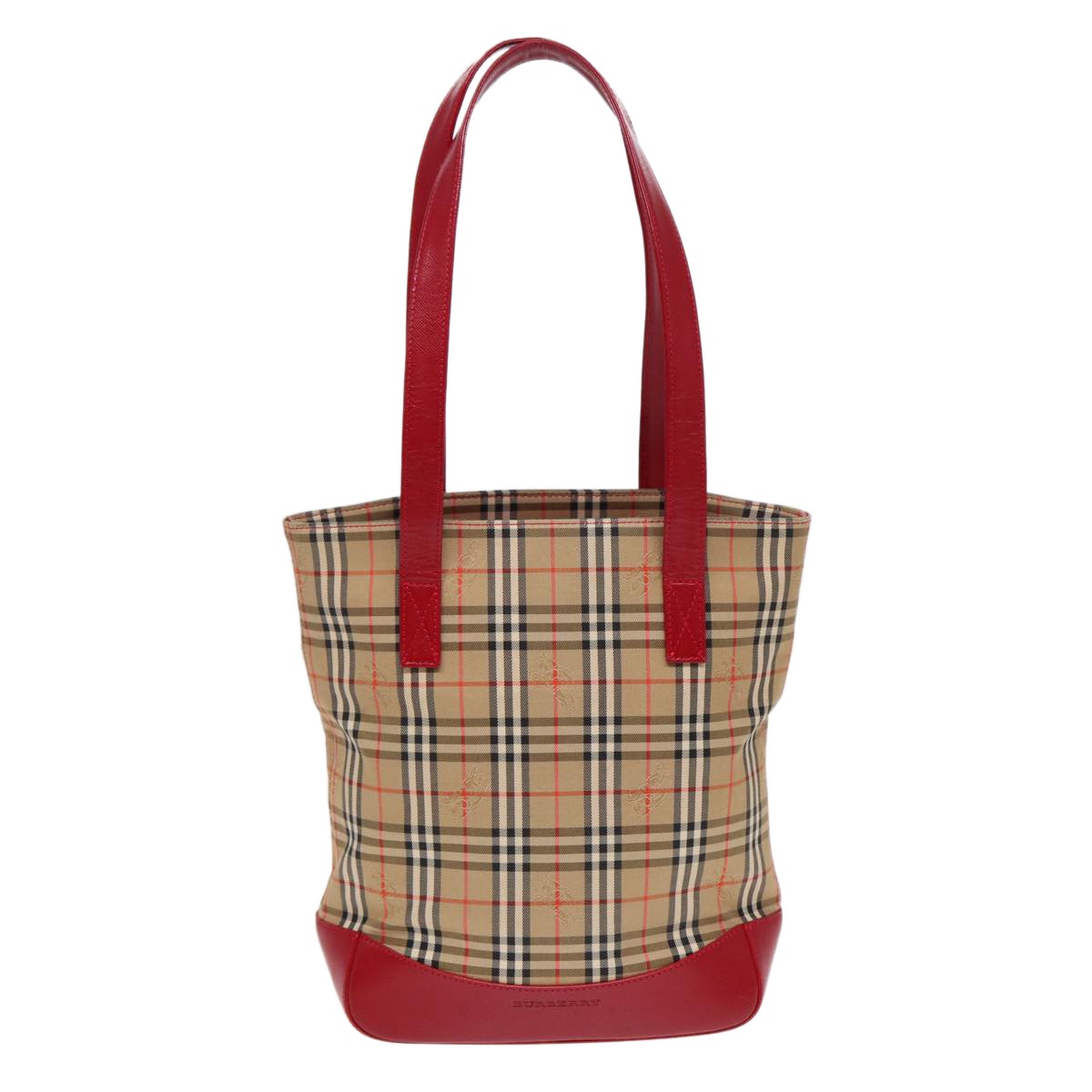 Burberry Nova Check Tote Canvas And Leather Beige Canvas Tote Bag Bag (Pre-Owned)