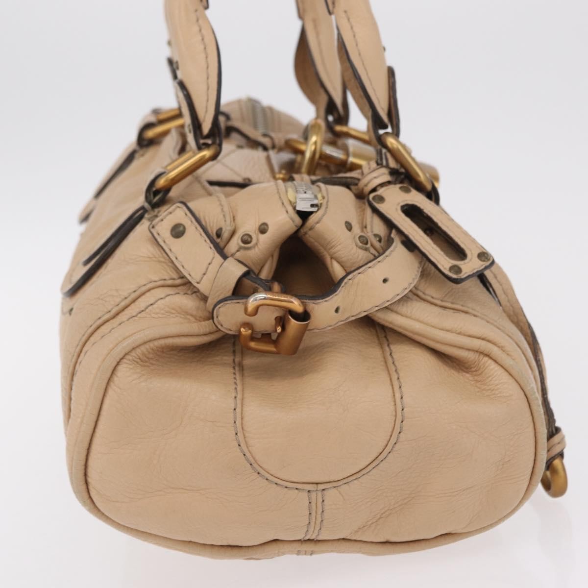 Chloe Paddington Lock Leather Beige Leather Handbag (Pre-Owned)