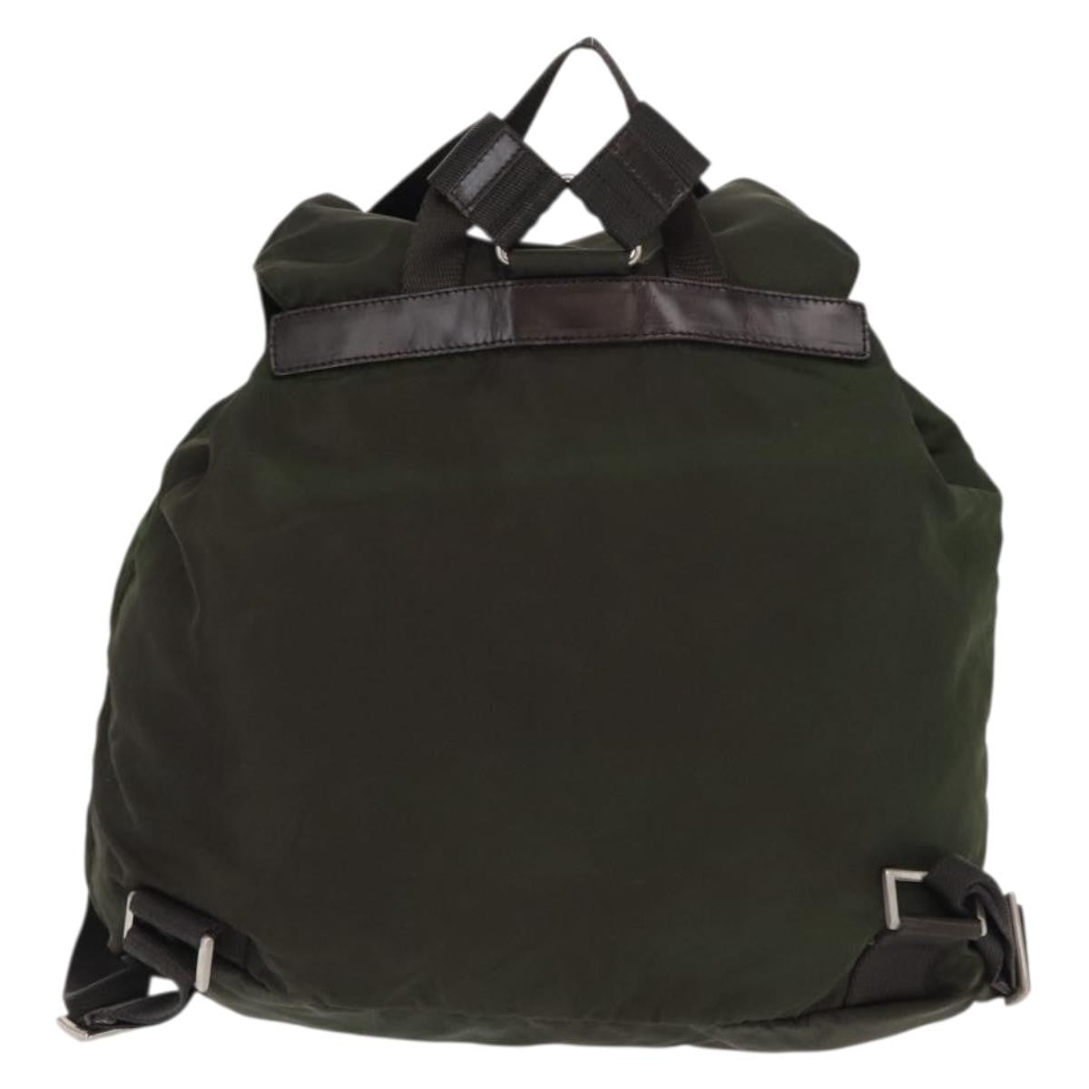 Prada Double Front Pocket Tessuto Khaki Nylon Backpack Bag (Pre-Owned)