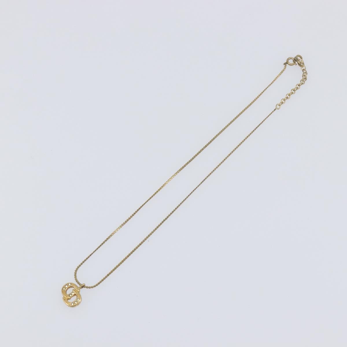 Christian Dior Vintage Cd Pendant Metal With Crystals Gold Metal Necklace Jewelry (Pre-Owned)